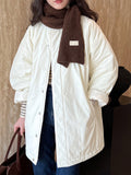 Japanese simple silhouette cotton jacket winter oversize padded cotton-padded tooling cotton-padded jacket