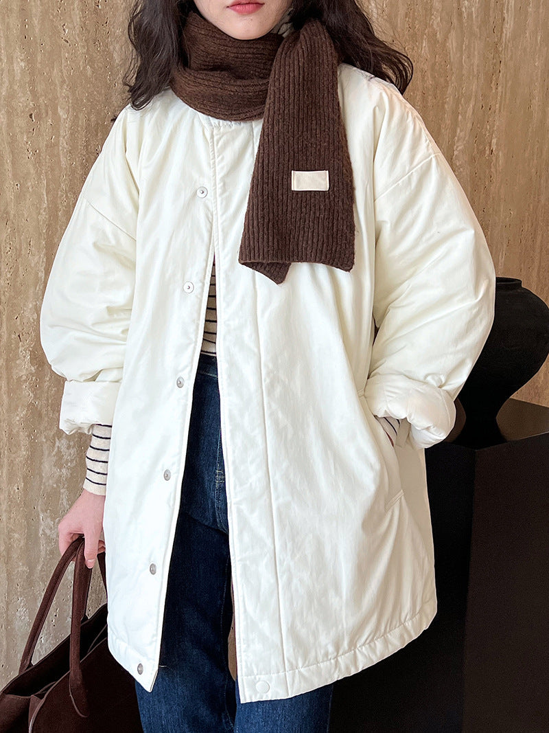 Japanese simple silhouette cotton jacket winter oversize padded cotton-padded tooling cotton-padded jacket