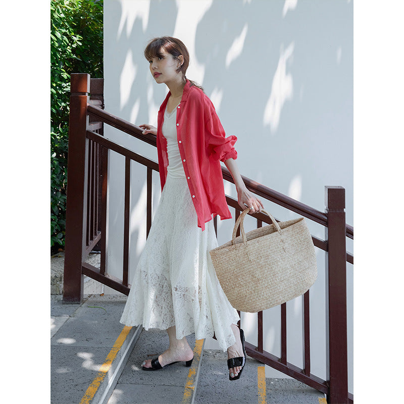 Lace split splicing smart kelp skirt skirt