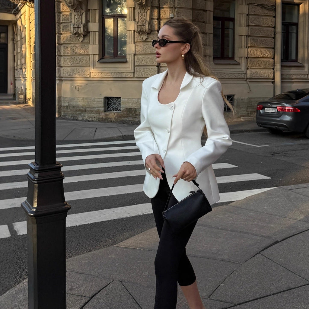 Commuter long-sleeved top lapel waist slim-fitting elegant small blazer