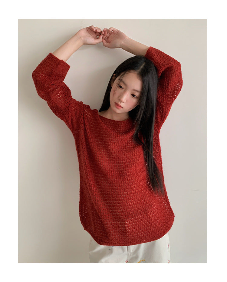Dopamine blouse loose-fitting long-sleeved knitted sweater