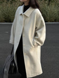 100% wool premium lapel single-breasted double-sided woolen coat women's winter woolen long coat