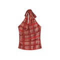 Sexy Spice Girl Halter Lace-Up Neck Checkered Small Suspender Vest