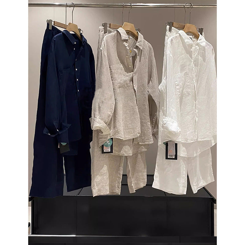 Retro Ramie Linen Shirt Women Loose Breathable Long Sleeve Blouse