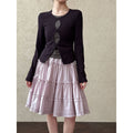 French pastoral fresh layering cake skirt women's spring new lace splicing elastic waist skirt
