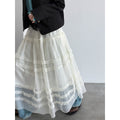 High-end fungus edge gentle temperament mesh long skirt women's spring new A-line cake skirt