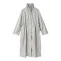 Autumn new commuter waterproof PU coated drawstring dark four-in-one buckle waist trench coat