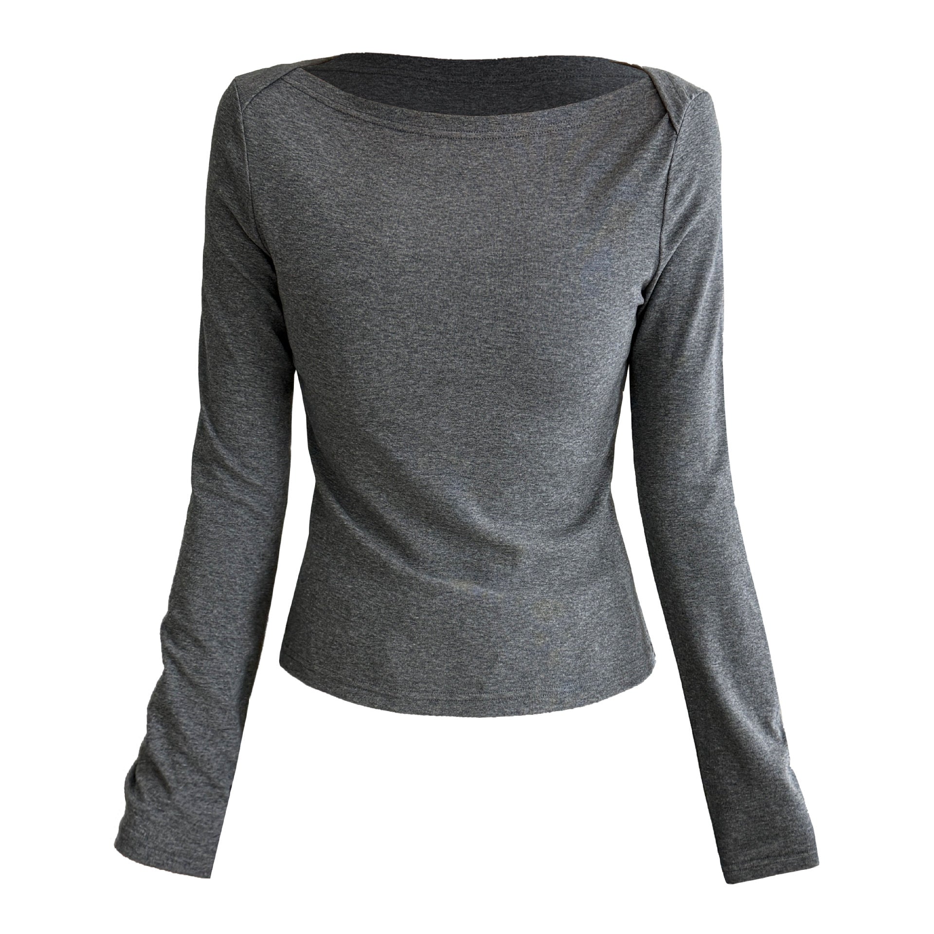 Retro high-intelligence boat collar design sense with long-sleeved T-shirt inside women's autumn slim-fitting and thin Spice Girl top