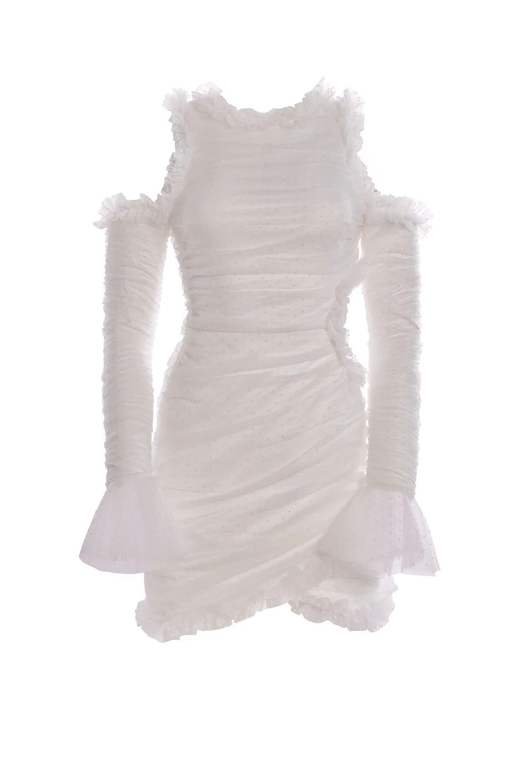 Mesh Lace Flared Sleeve Short Skirt Off Shoulder Dress Style Spice Girl Butt Wrap Skirt