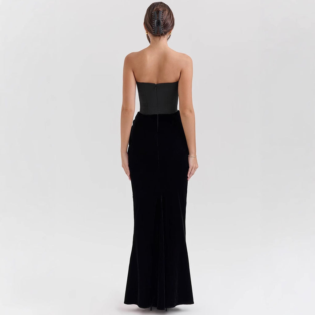 New dress sexy tube top skirt high-end halter fishbone dress temperament evening dress