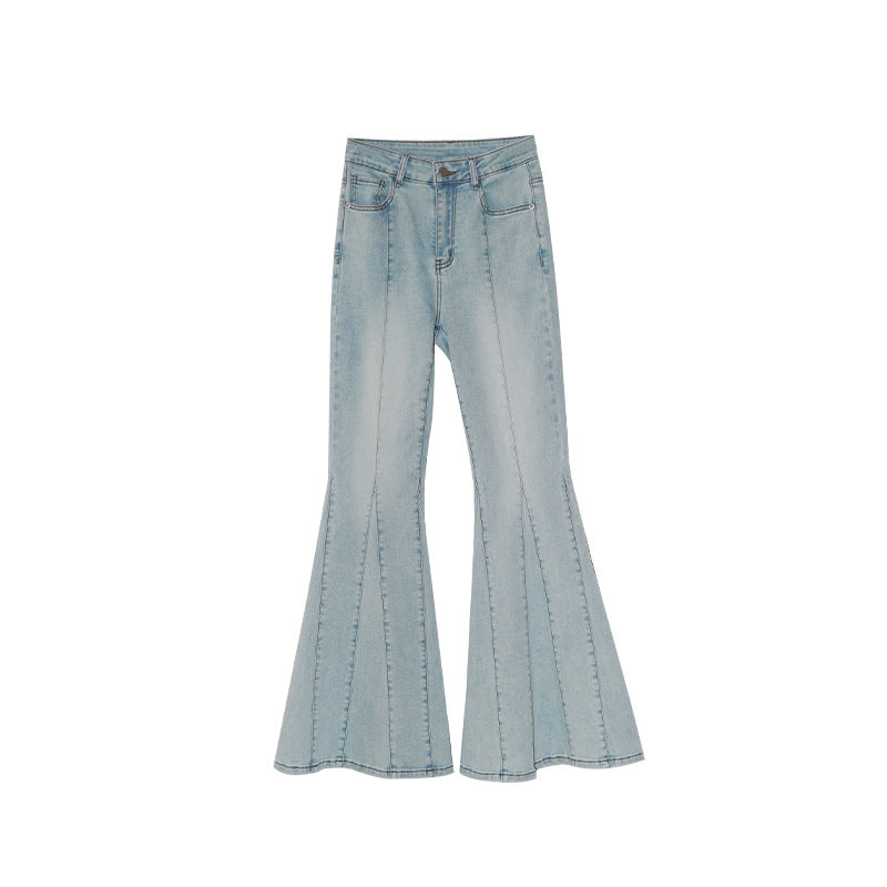Versatile Washed Skinny Legs Flared Jeans