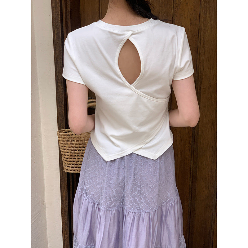 Back Cutout Short Sleeve T-Shirt