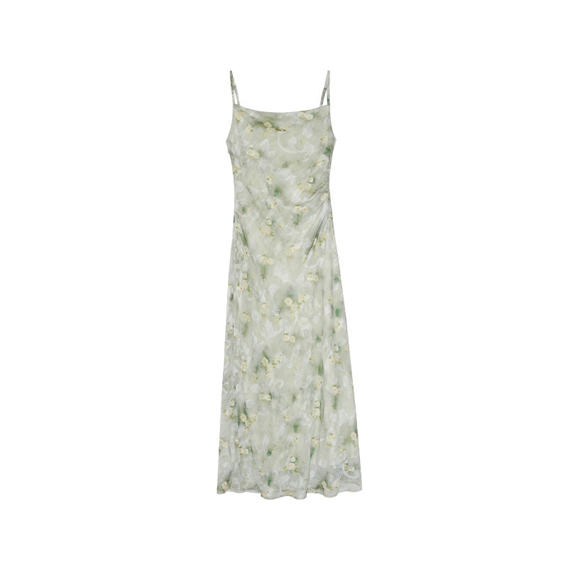 Temperament suspender floral dress