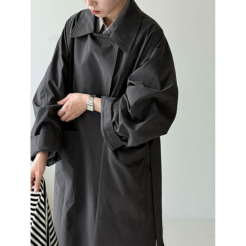 Premium retro loose big pocket trench coat niche coat women's autumn new loose coat 3726