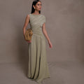 Fashion sexy pleated slanted shoulder vacation style vest skirt irregular waist dress
