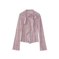 Floral long-sleeved streamer ruffle bottoming shirt