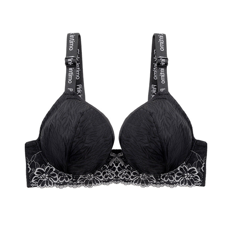 Large size women's bra lace comfortable gathering anti-sagging large chest small upper support large size underwear