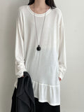 Korean splicing pendant splicing ruffle edge T-shirt women's early spring new design long-sleeved top