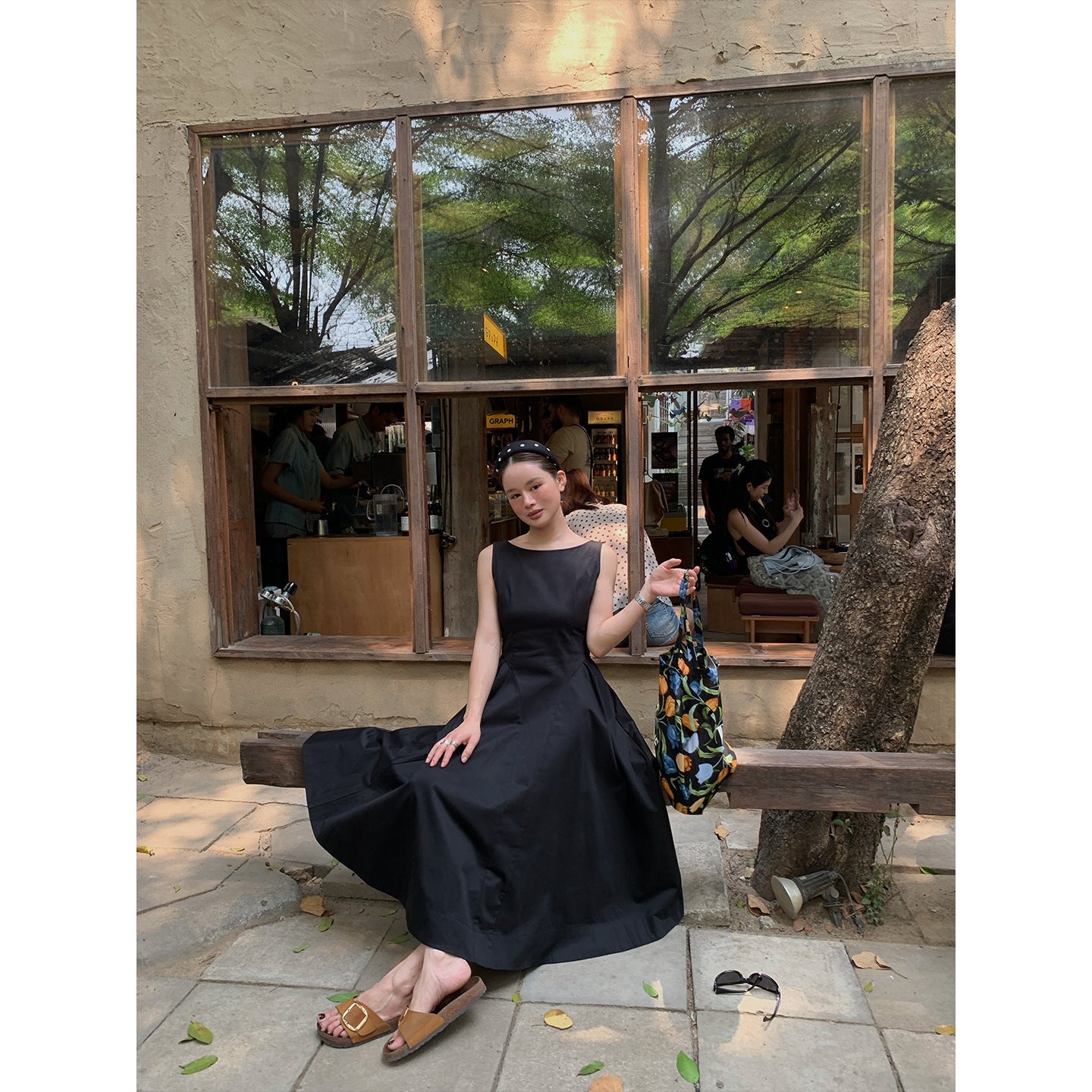 Spring and summer Korean version of temperament commuting high waist backless A word sleeveless dress
