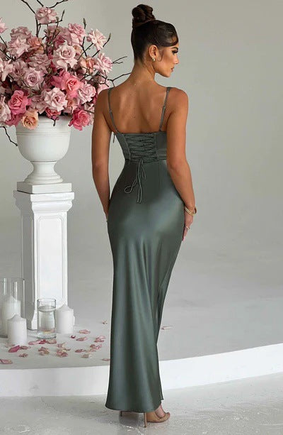Long French Satin Spice Girl Suspender Dress