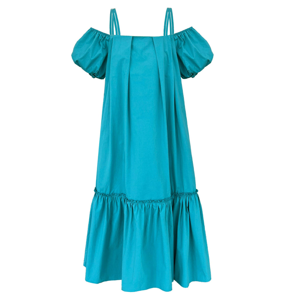 Korean version of the sweet dress summer new bubble sleeve suspender skirt one-word shoulder holiday style dress