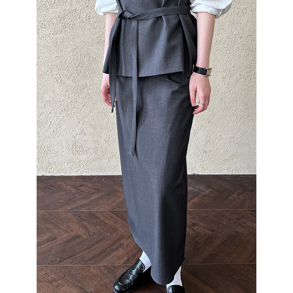 French suit vest skirt two-piece set