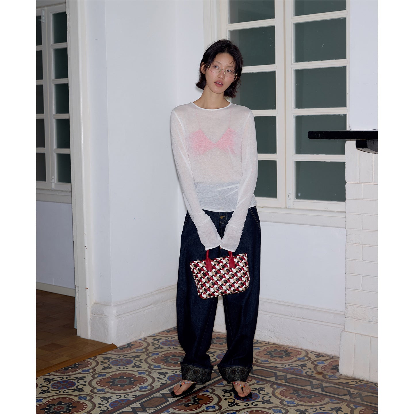 Splicing Casual Curling Floor Pants Trousers
