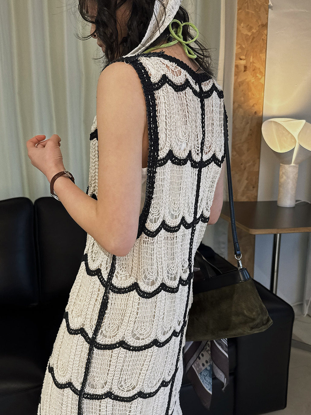 New French bohemian wave crochet long knitted cardigan holiday top women