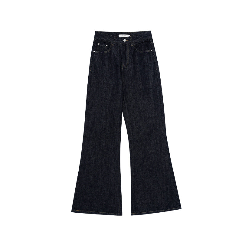 Gradual change washed blue cotton high waist micro pull jeans