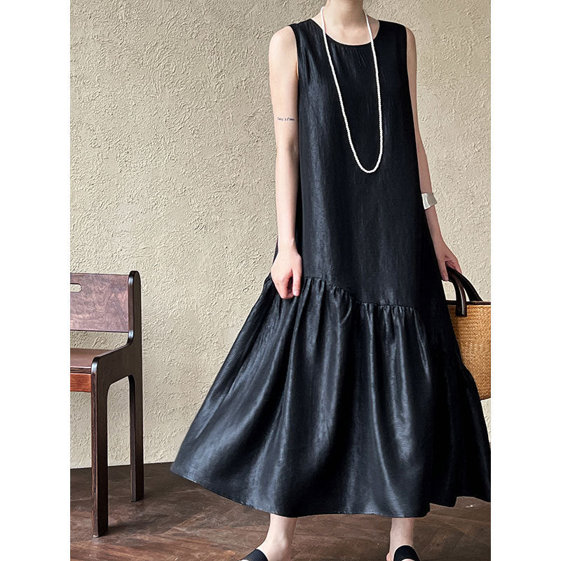 Summer women's new pearlescent sleeveless asymmetrical patchwork mermaid tank dress