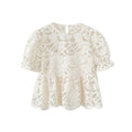 Hollow bubble sleeve lace top