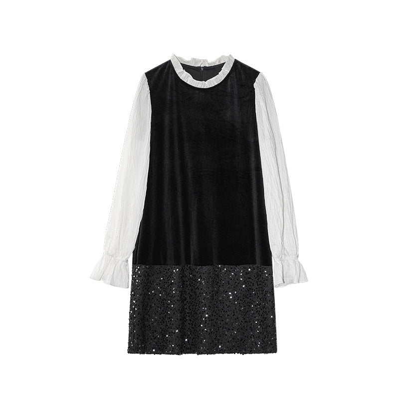 Heavy Industry sequined velvet fake two-piece dress