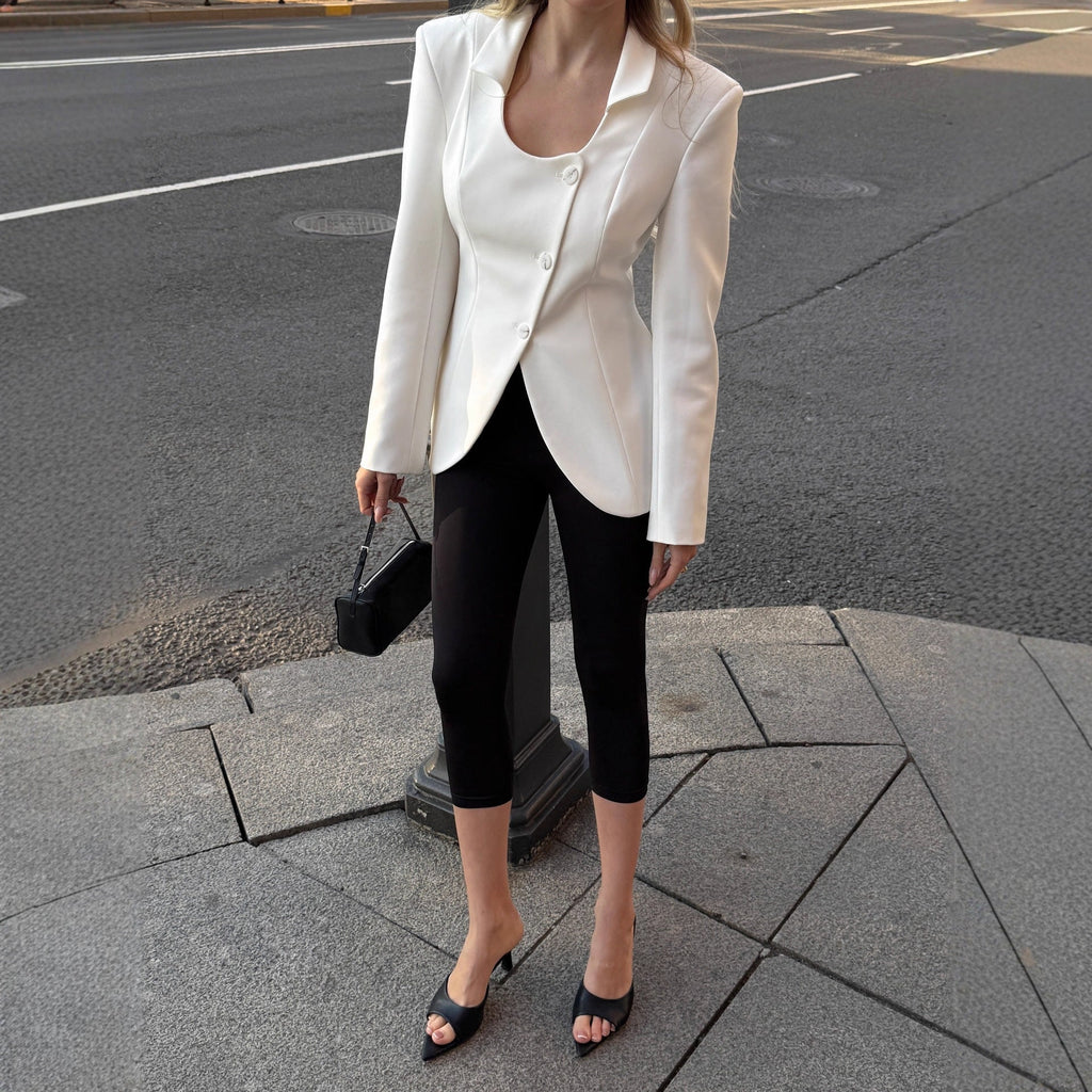 Commuter long-sleeved top lapel waist slim-fitting elegant small blazer