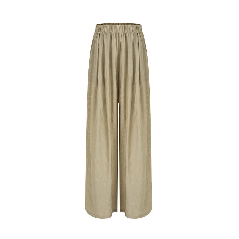 Three-dimensional pleated wide-leg pants women's summer new loose and thin pendant casual long pants