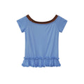 Contrasting slim T-shirt women's short-sleeved niche one-line collar top