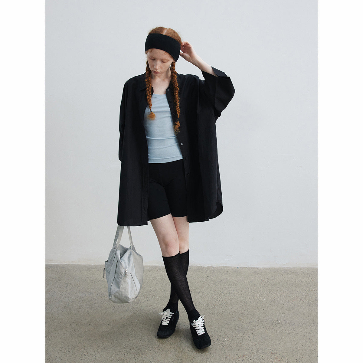 Summer new casual lapel Lyocell single-breasted pocket loose large silhouette shirt