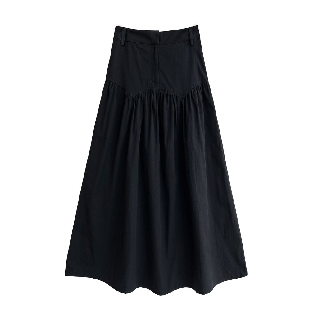 French waist seal shirred umbrella skirt women's new retro versatile high-waisted design sense slimming skirt