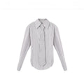 Simple striped shirt women can wear new design sense tie side slit top cross-border South East Asia
