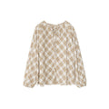 Loose Lace-Up Crew Neck Single-Breasted Long-Sleeve Checked Shirt