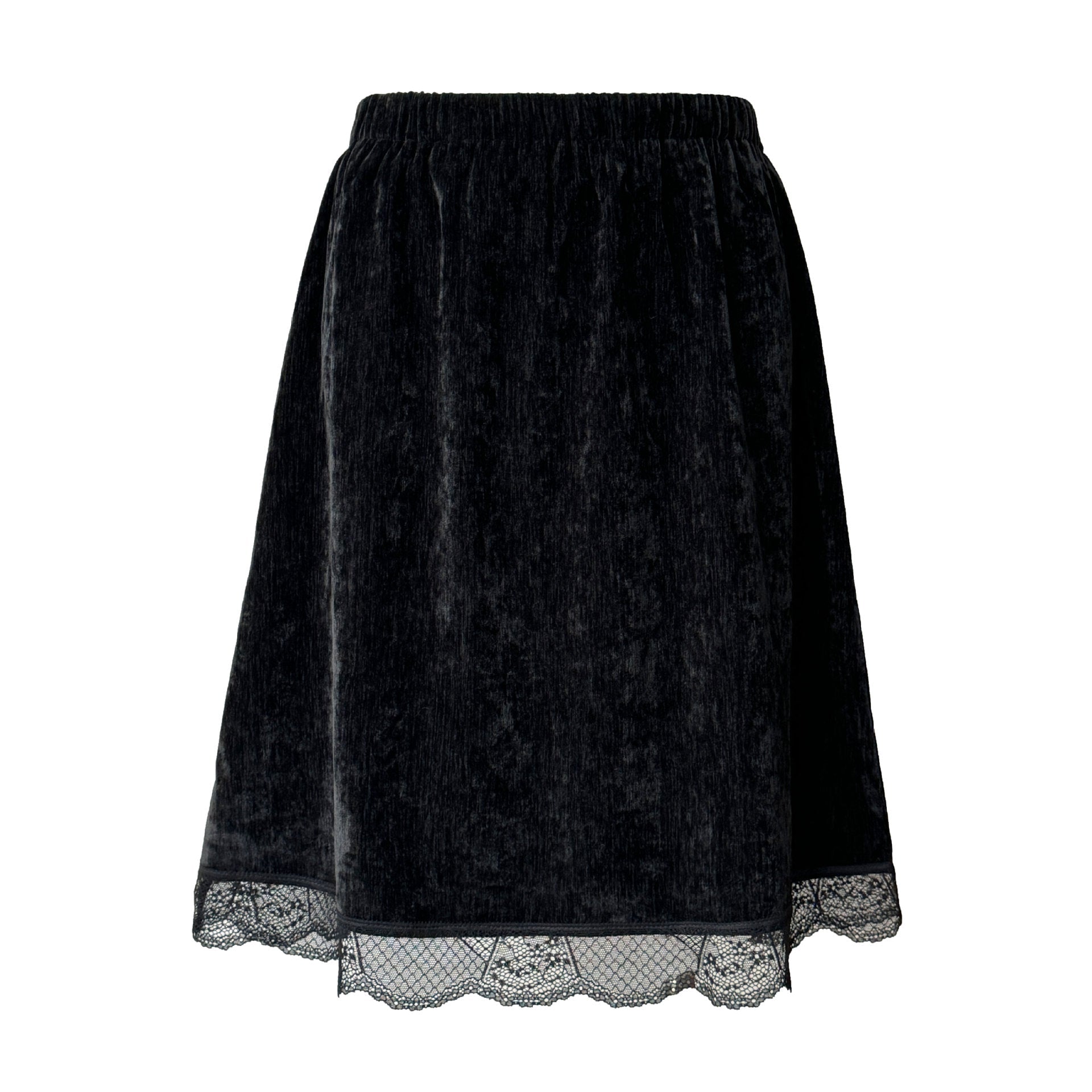 Korean version of retro velvet lace splicing skirt women's winter new thin elastic a-word skirt 2166