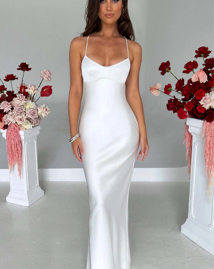 Satin Halter Maxi Dress
