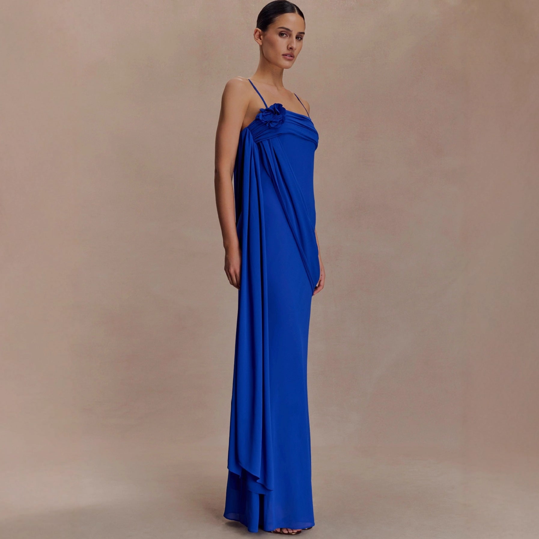 Flower streamers trim a sexy dress