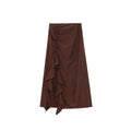 Temperament High waist irregular ruffle edge split skirt
