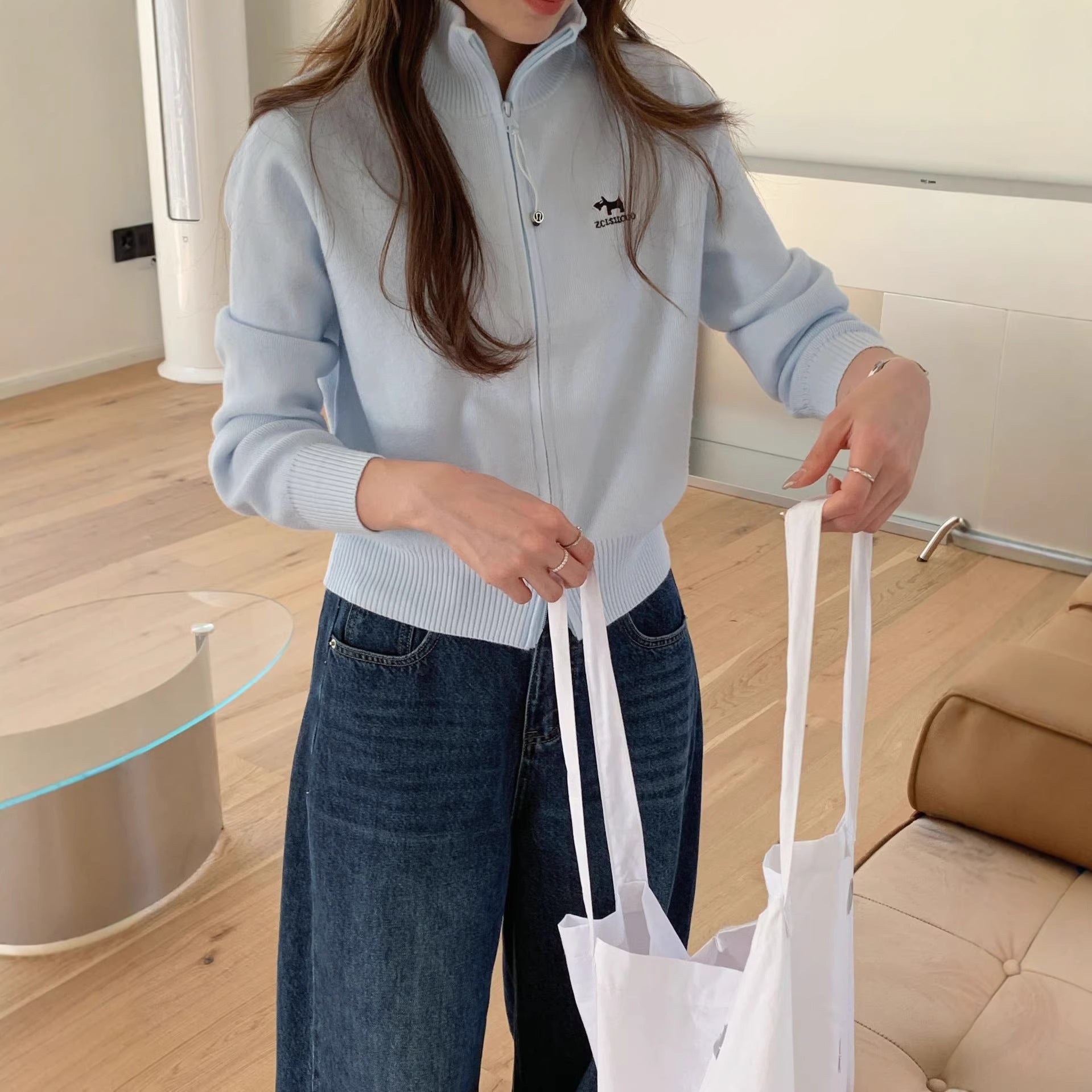 Stand-Up Neck Loose Fit Sweater