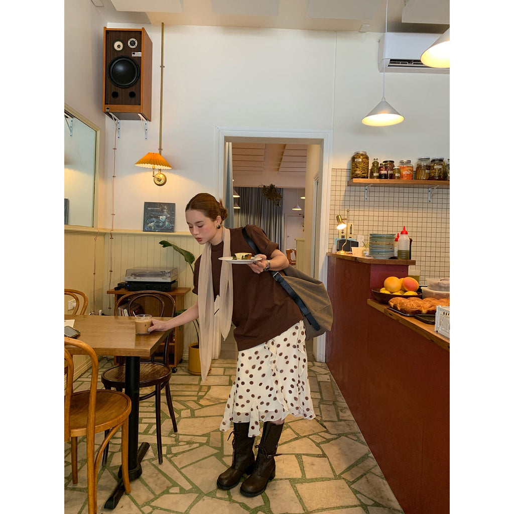 Vintage Versatile Irregular Medium and Long Polka Dot Skirt