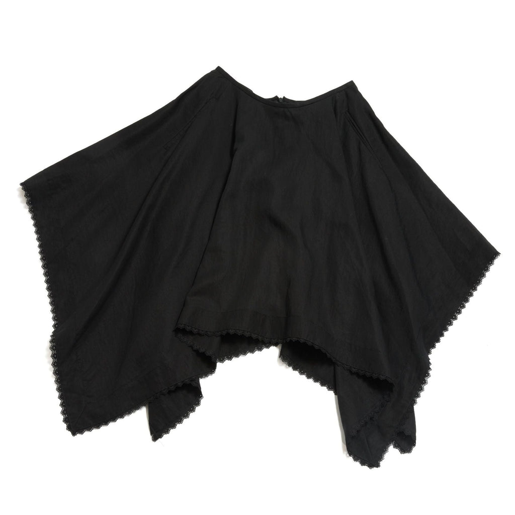 Summer new casual high-waisted Tencel irregular square lace edge medium-length skirt