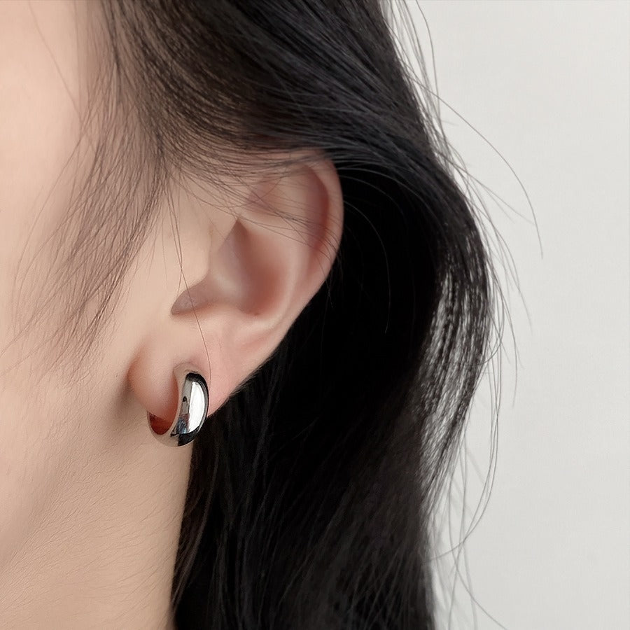 Premium sense metal mosquito coil disc loop earrings French ear clips can be worn without ear piercings, earrings are simple, fashionable and versatile