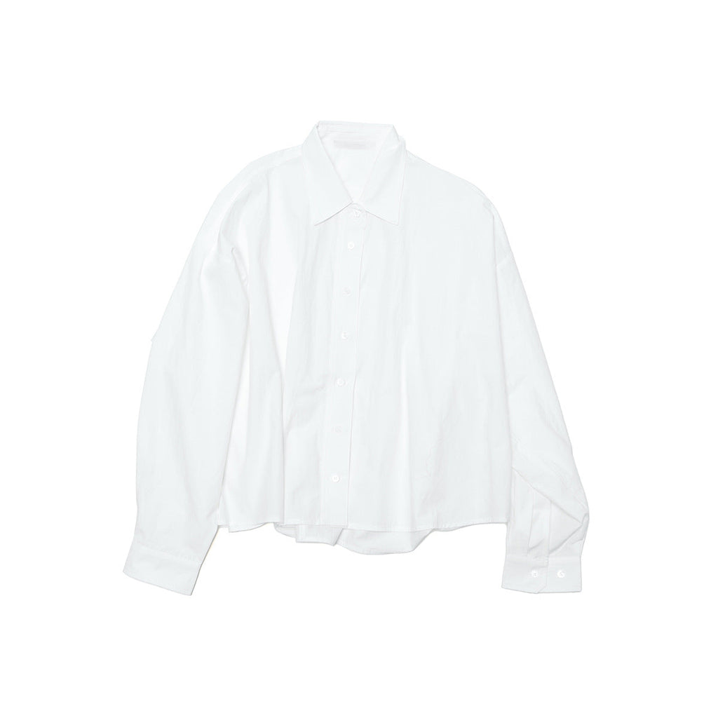 Spring new casual lapel solid color pure version basic triangular splicing short shirt