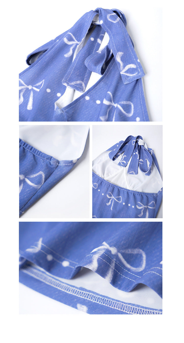 Spice Girl Slim Fit Bow Printed Neck Vest Women's Suspender