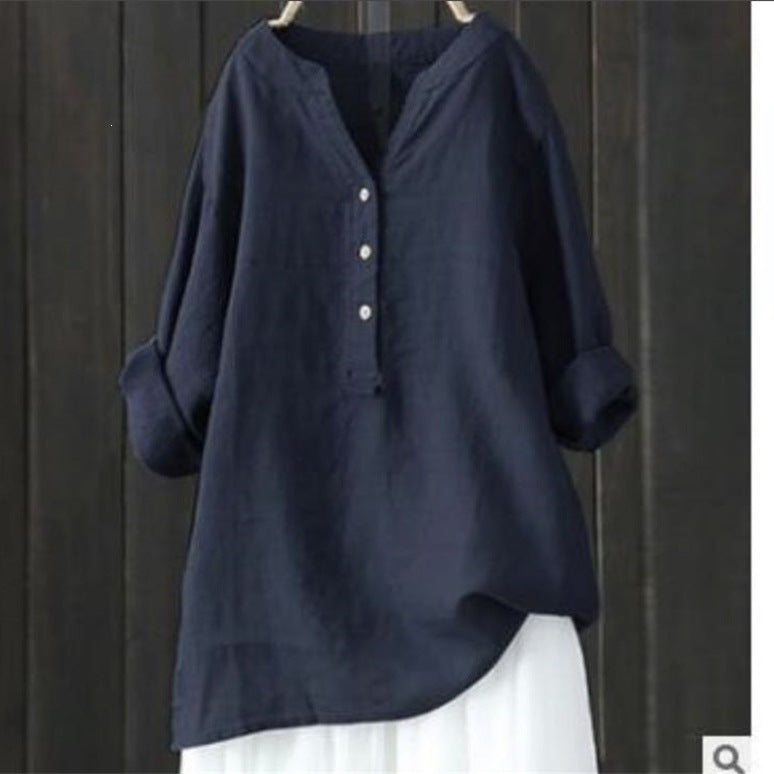Loose Casual Women's Stand-Up Collar Top Women's Shirt Crew Neck